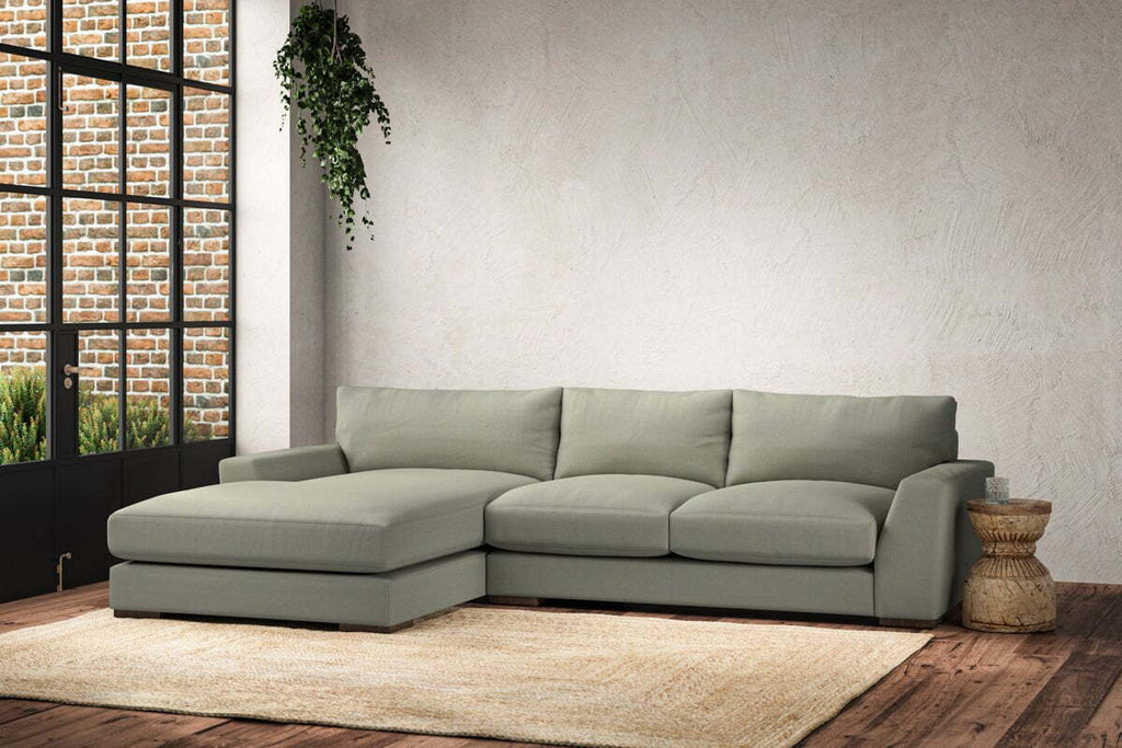 Guddu Medium Left Hand Chaise Sofa - Recycled Cotton Seaspray