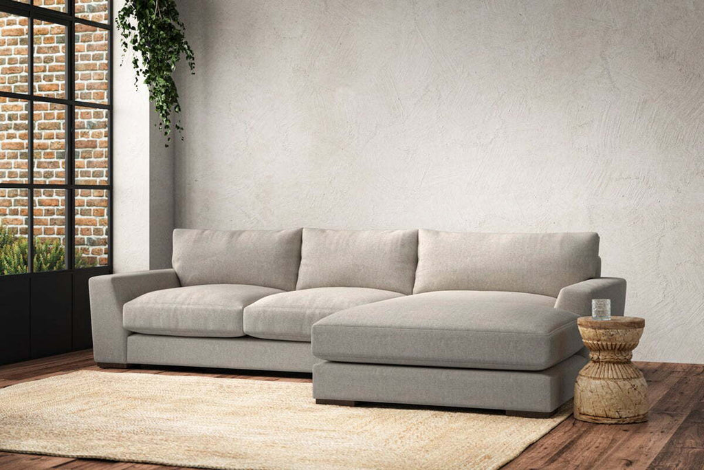 Guddu Medium Right Hand Chaise Sofa - Brera Linen Natural