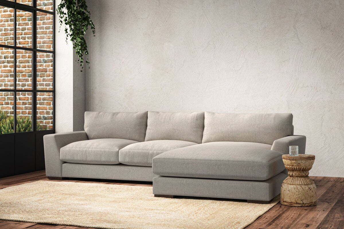 Guddu Medium Right Hand Chaise Sofa - Brera Linen Natural