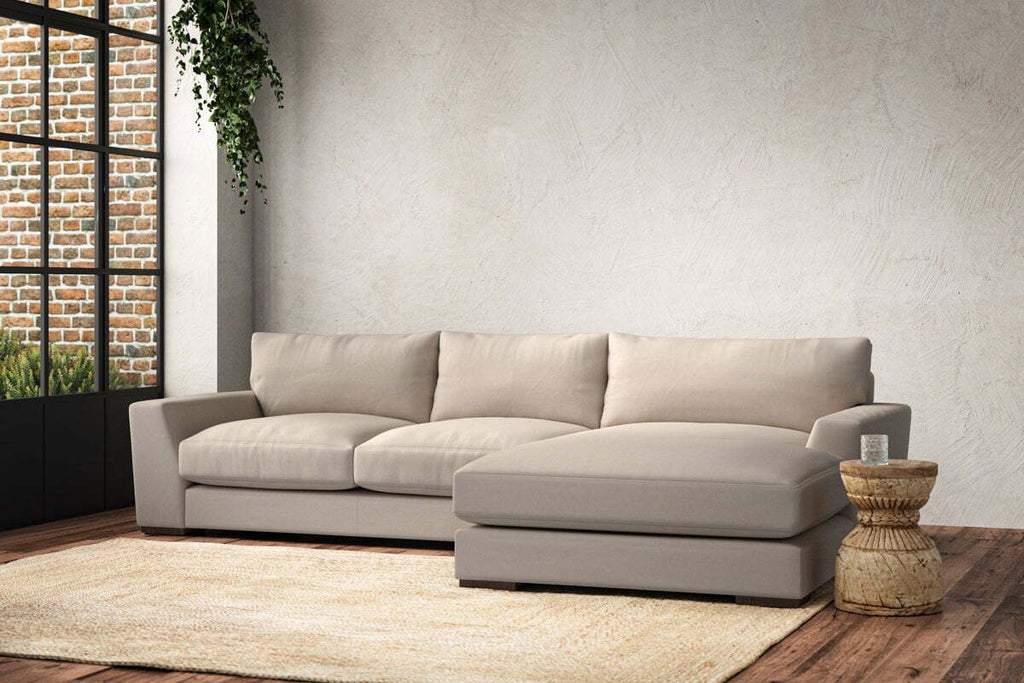 Guddu Medium Right Hand Chaise Sofa - Recycled Cotton Natural