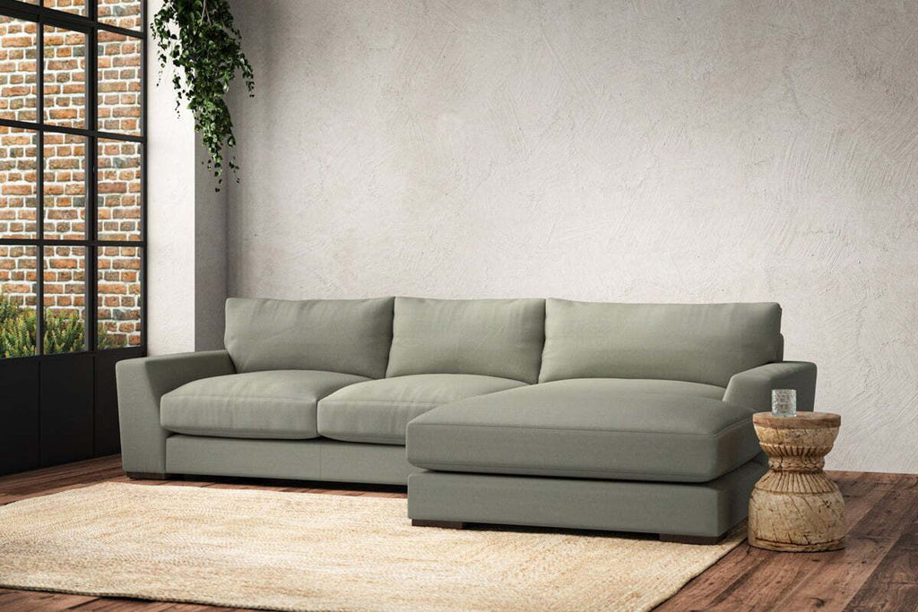 Guddu Medium Right Hand Chaise Sofa - Recycled Cotton Seaspray