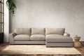 Guddu Medium Right Hand Chaise Sofa - Recycled Cotton Stone