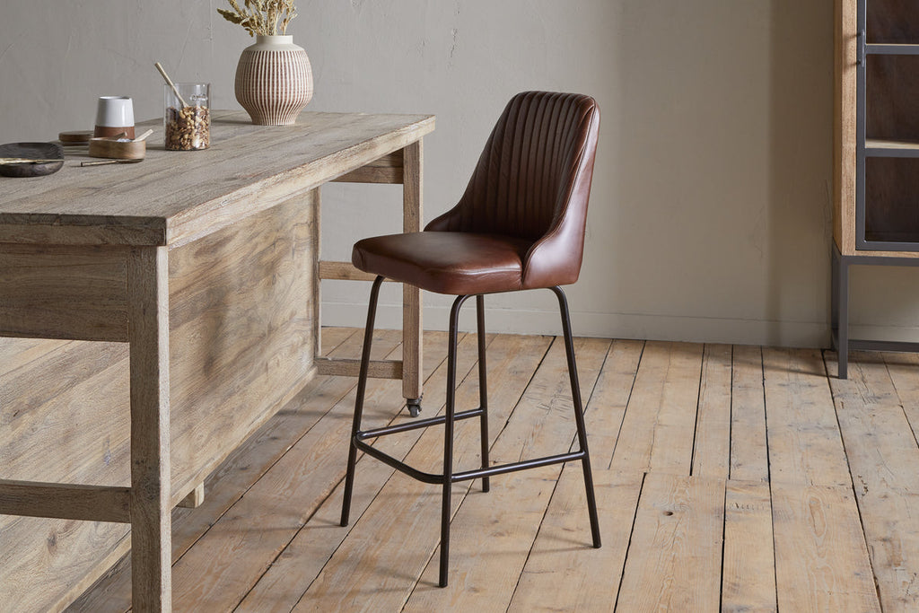 Harsha Leather Counter Chair - Chocolate Brown