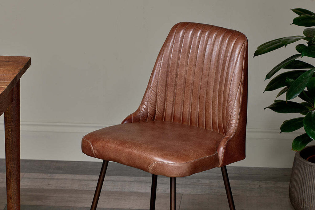 Harsha Leather Dining Chair - Chocolate Brown