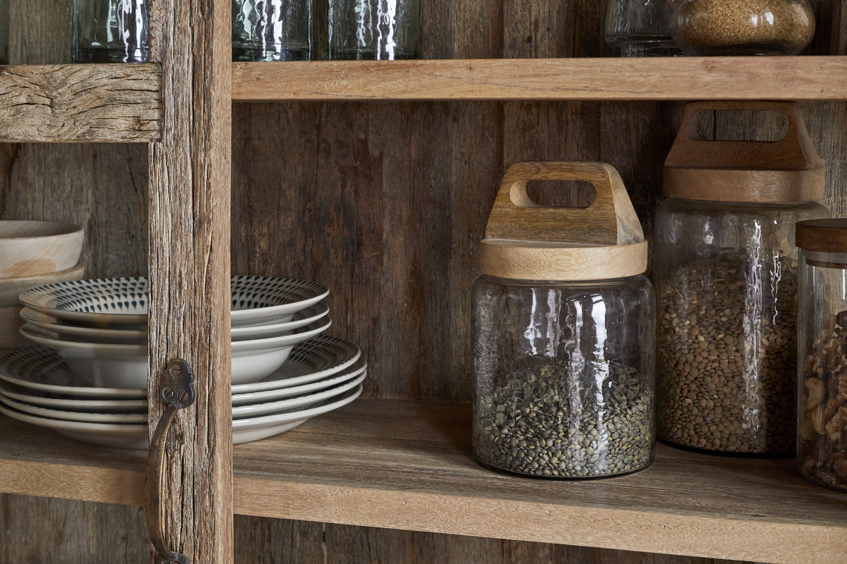Ibo Reclaimed Wood & Glass Cabinet - Natural - Wide