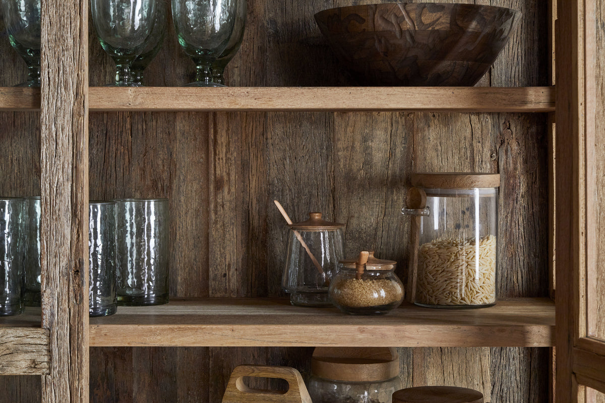 Ibo Reclaimed Wood & Glass Cabinet - Natural - Wide