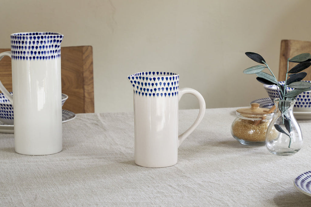 Indigo Drop Jug - Cream & Indigo - Small