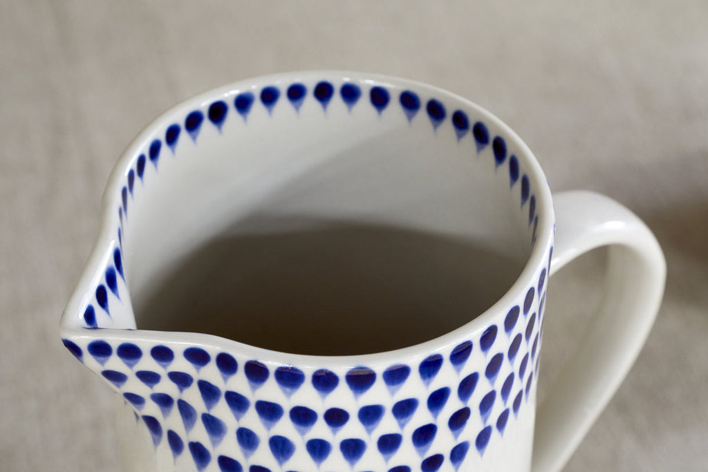 Indigo Drop Jug - Cream & Indigo - Small