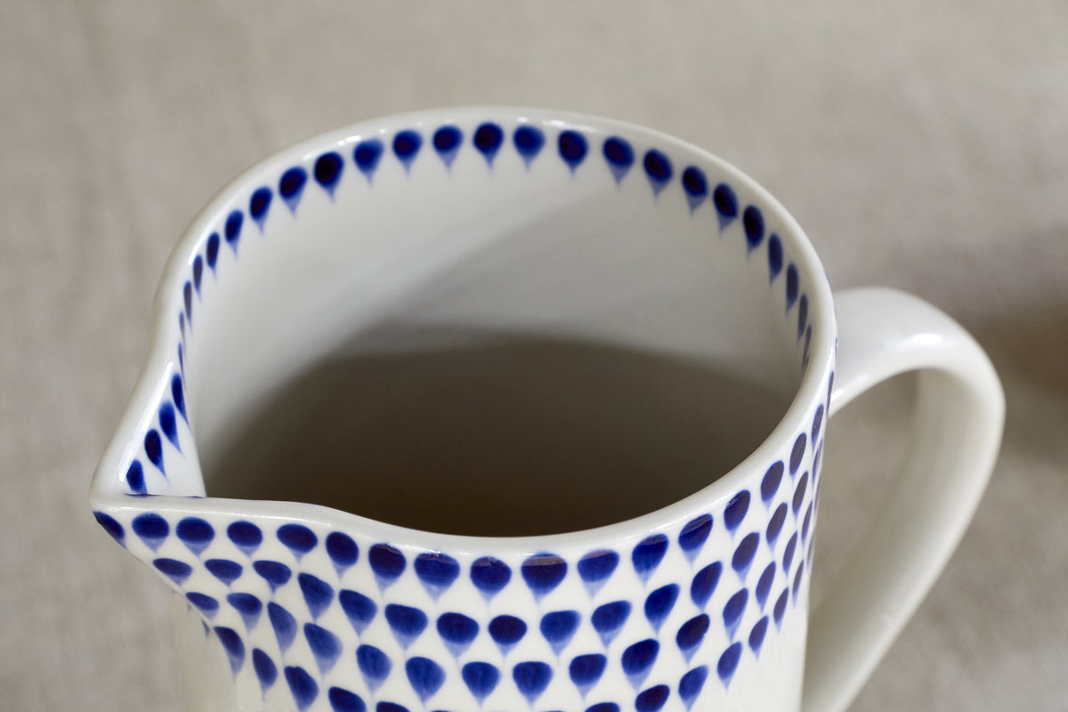 Indigo Drop Jug - Cream & Indigo - Small