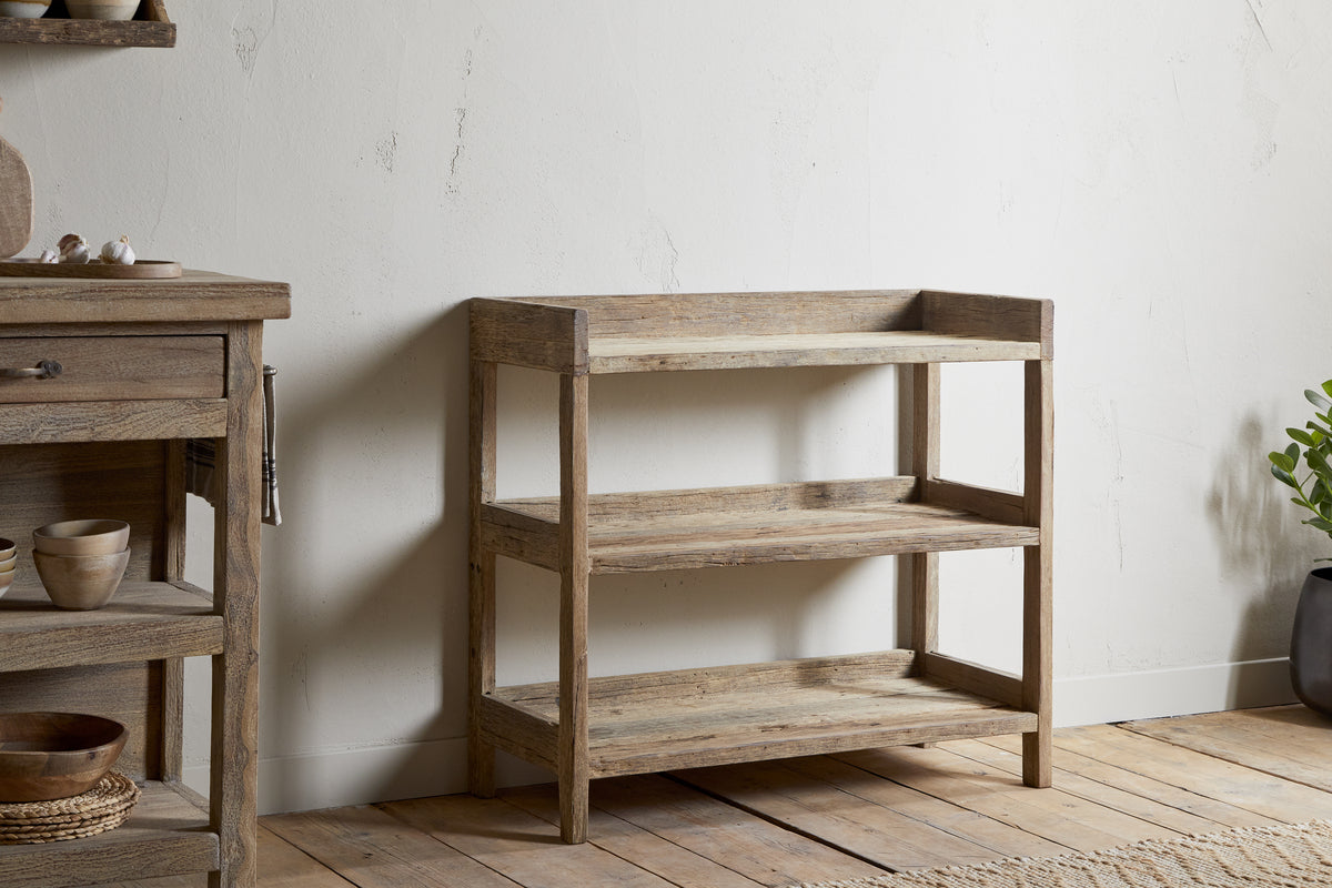 Ibo Reclaimed Wood Pantry Standing Shelves - Natural