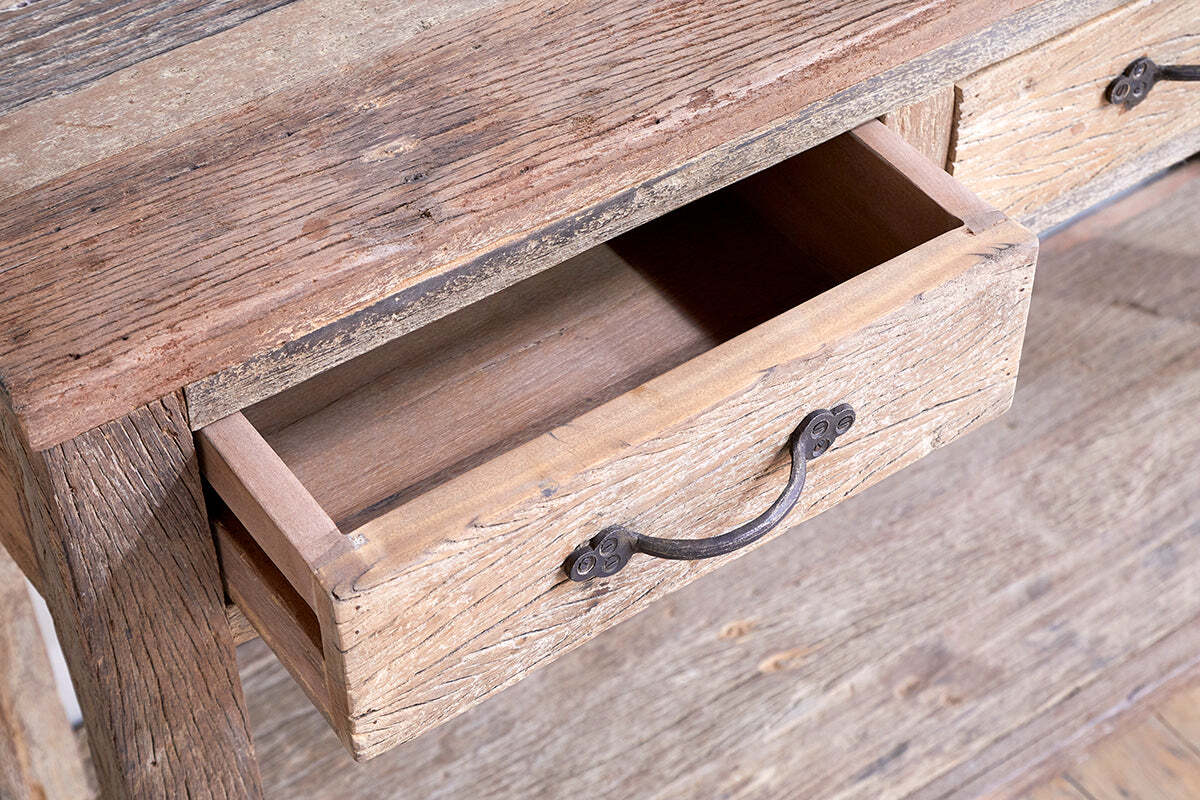 Ibo Reclaimed Wood 3 Drawer Console Table - Natural