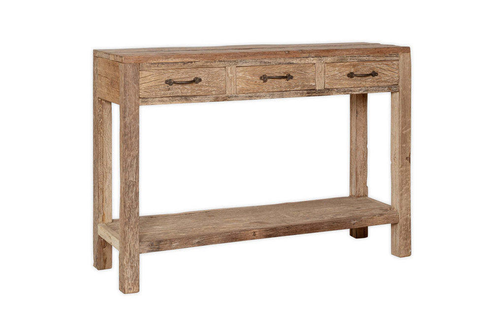 Ibo Reclaimed Wood 3 Drawer Console Table - Natural