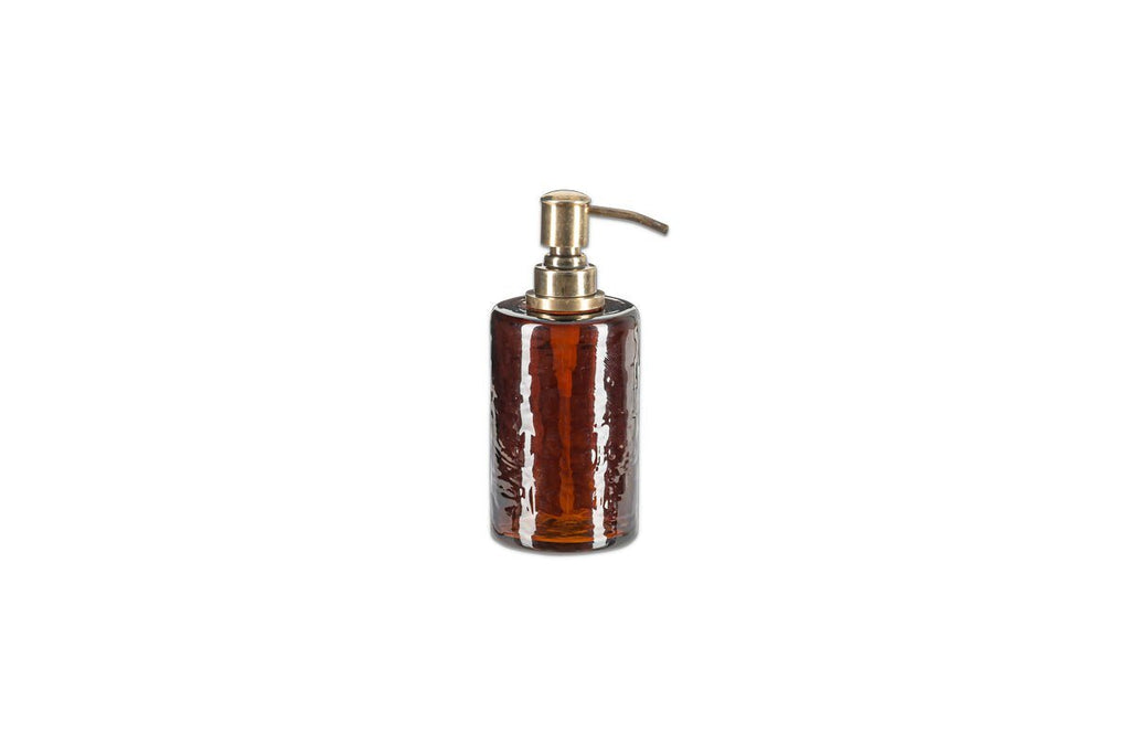 Ilcoso Recycled Hammered Glass Soap Dispenser - Amber