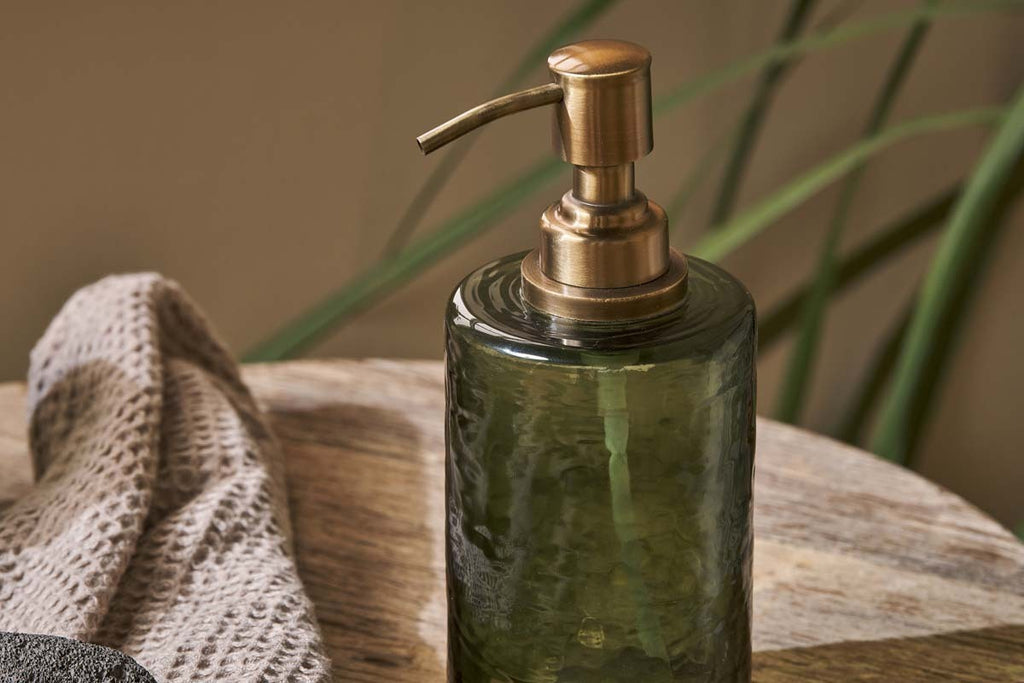 Ilcoso Recycled Hammered Glass Soap Dispenser - Green