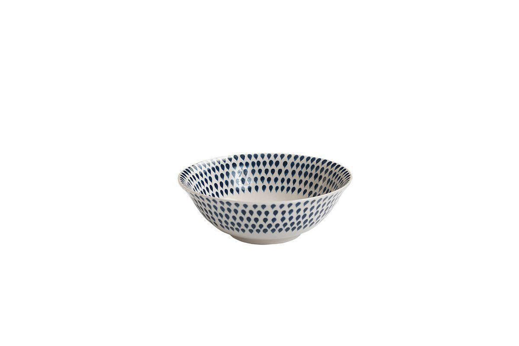 Indigo Drop Cereal Bowl - Cream & Indigo