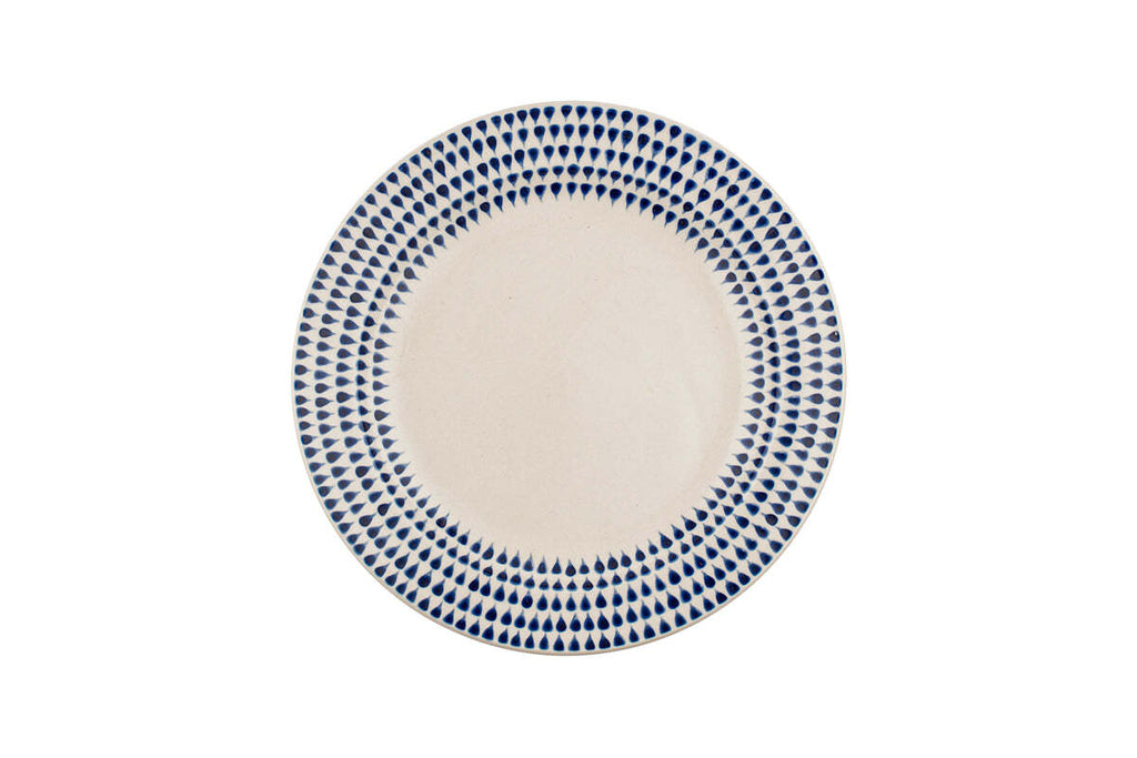 Indigo Drop Dinnerware Set - Cream & Indigo (Set of 12)