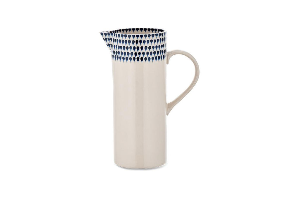 Indigo Drop Jug - Cream & Indigo - Large