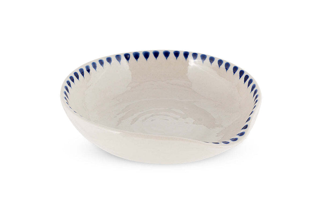 Indigo Drop Spoon Rest - Cream & Indigo