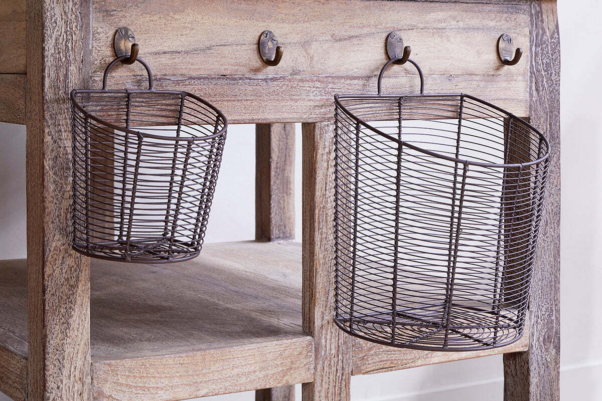 Inkollu Wall Hung Baskets - Aged Brass - (Set of 2)