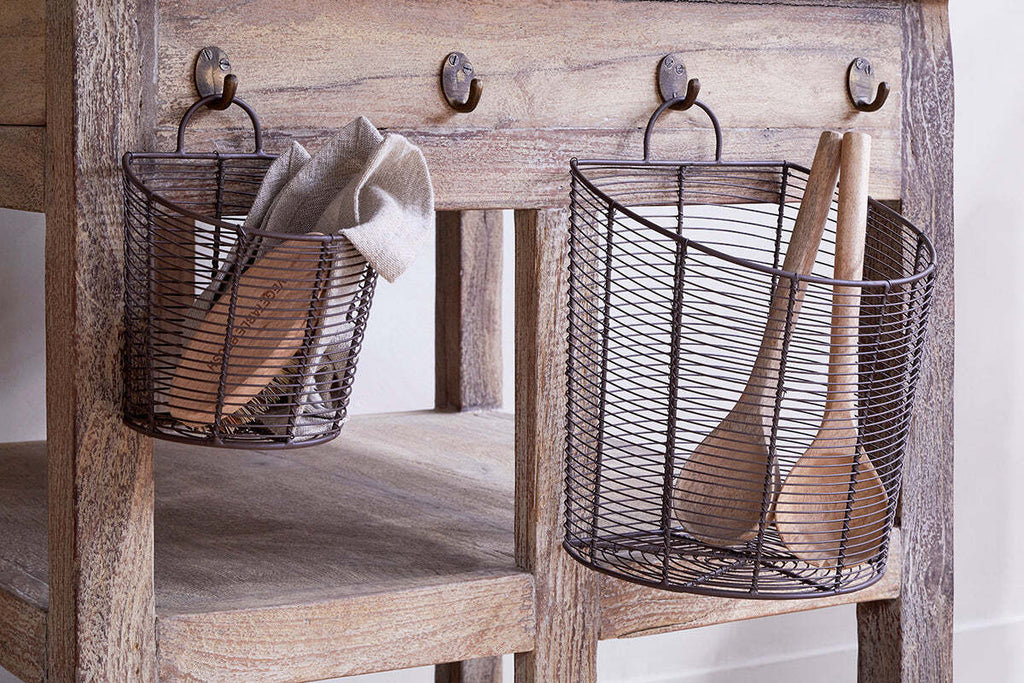 Inkollu Wall Hung Baskets - Aged Brass - (Set of 2)
