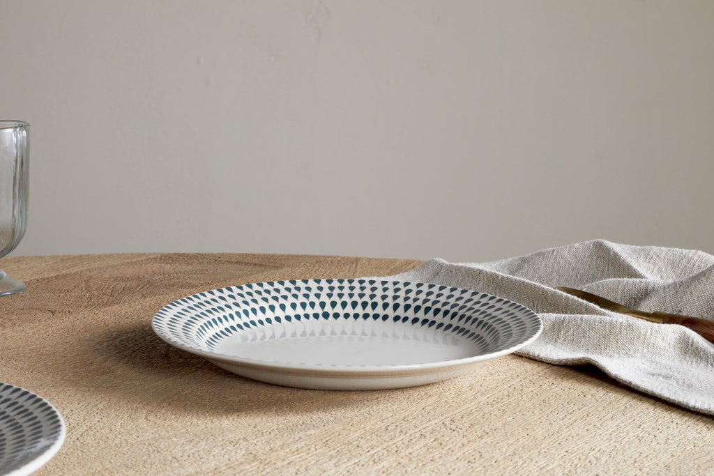Juniper Drop Side Plate - Cream & Juniper