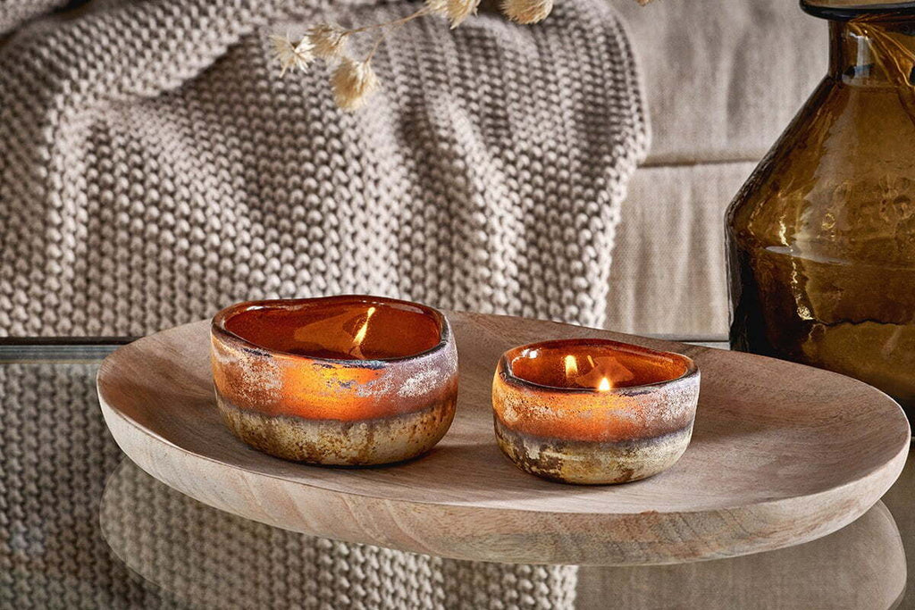 Janka Tealight Holders - Dark Amber (Set of 2)