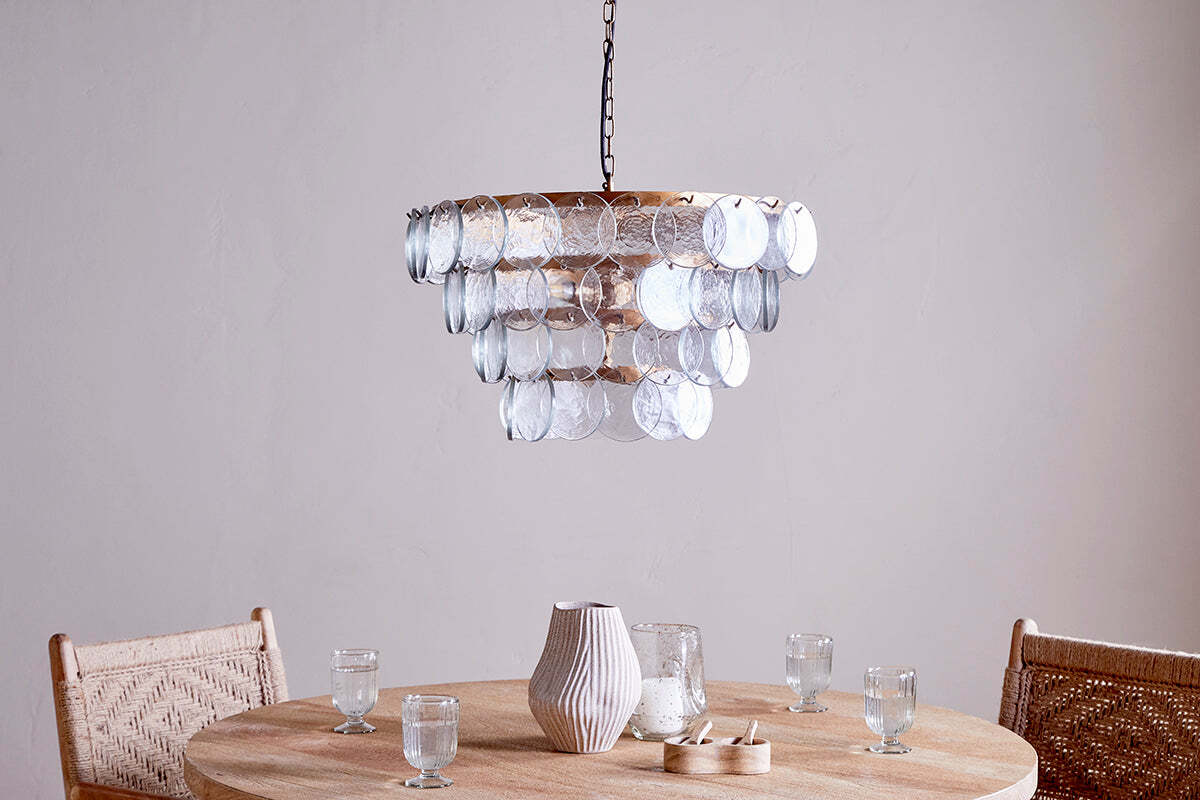 Kagitha Recycled Glass Statement Chandelier - Clear