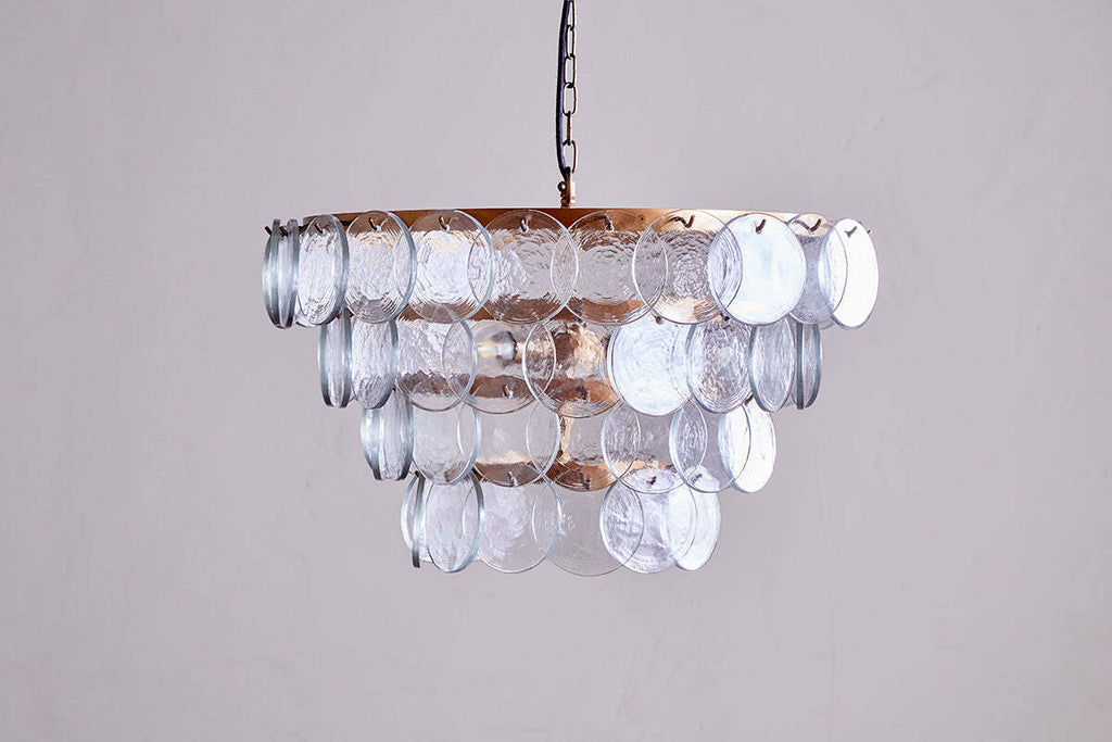 Kagitha Recycled Glass Statement Chandelier - Clear