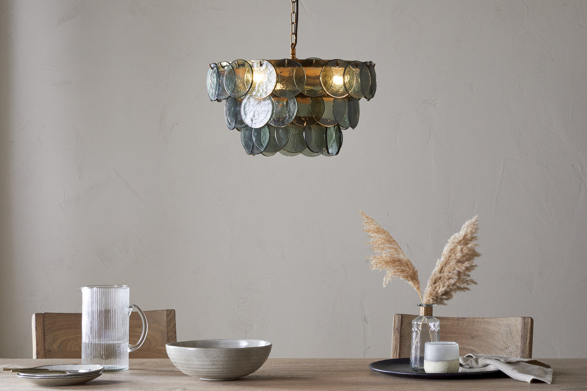 Kagitha Recycled Glass Chandelier - Green
