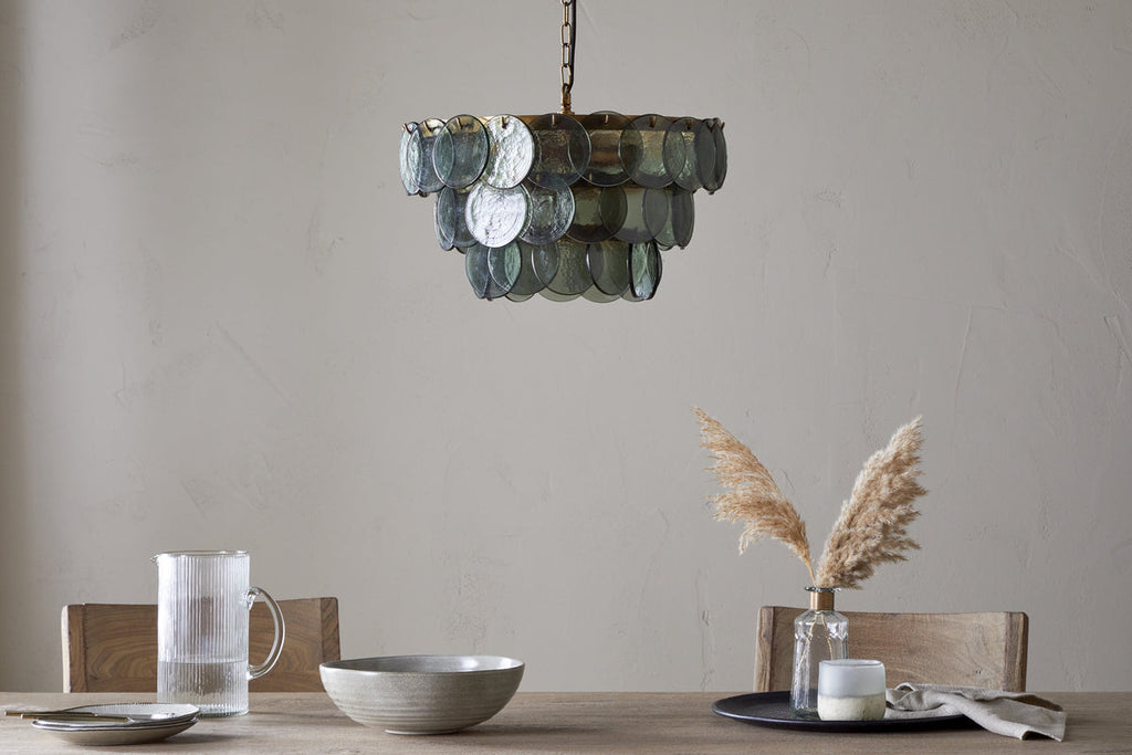 Kagitha Recycled Glass Chandelier - Green