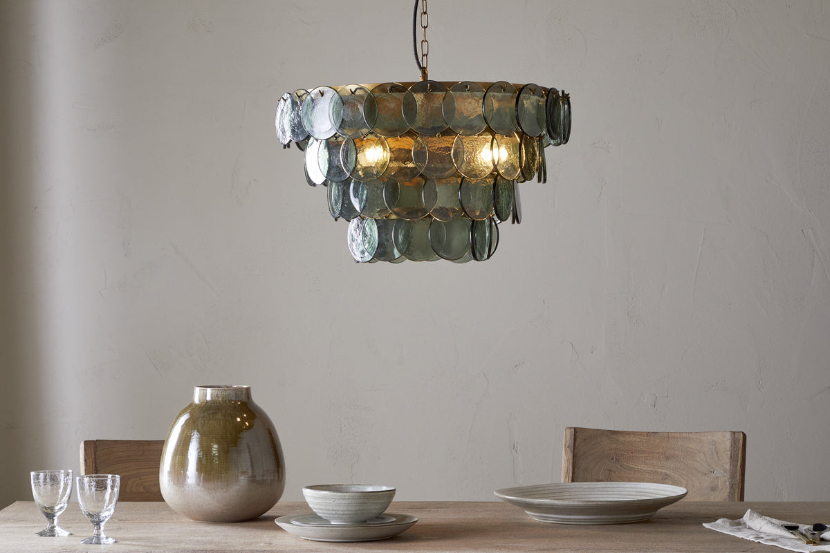Kagitha Recycled Glass Chandelier - Green