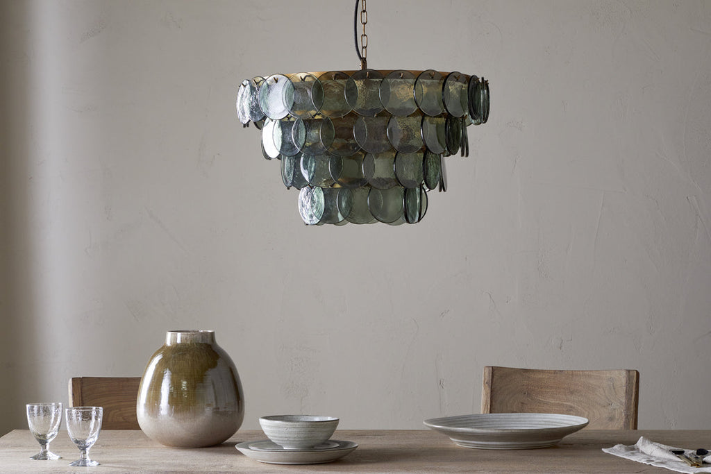 Kagitha Recycled Glass Chandelier - Green