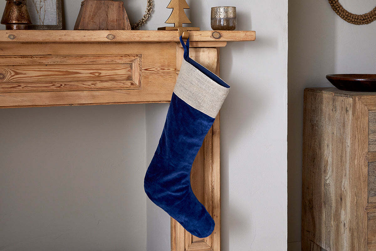 Karru Cotton Velvet Stocking - Indigo