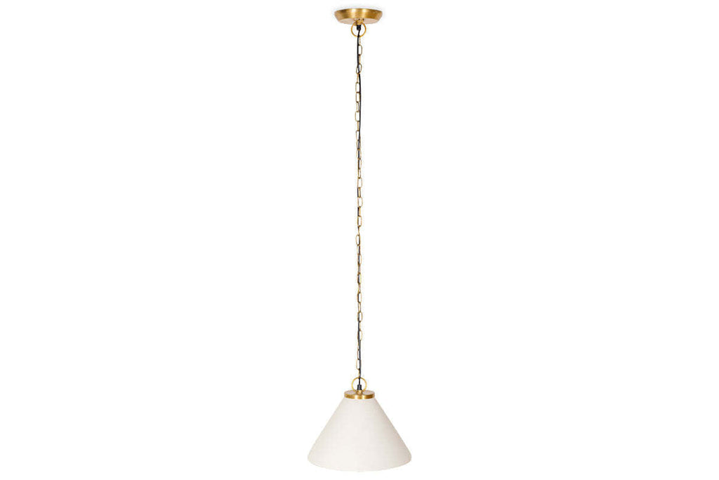 Kiara Organic Shape Ceramic Pendant Light - Off White & Antique Brass