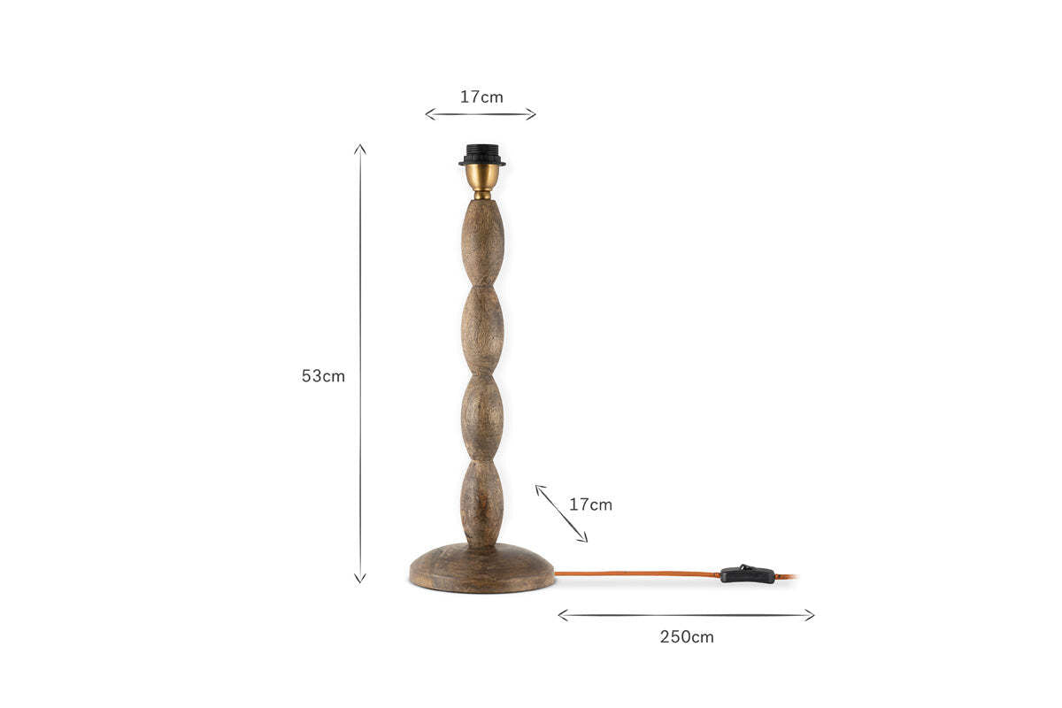 Konali Mango Wood Table Lamp Base - Ash Stain