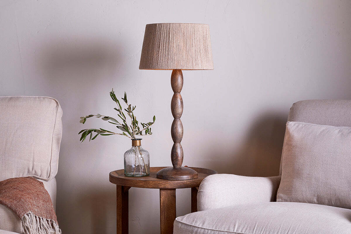 Konali Mango Wood Table Lamp Base - Ash Stain