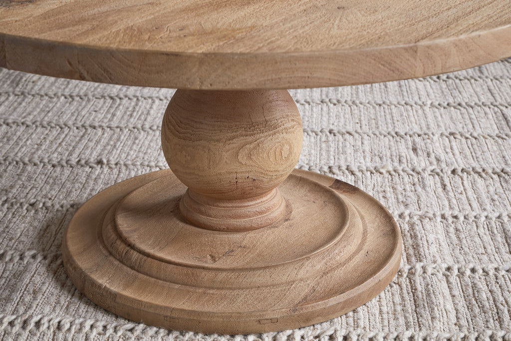 Laya Round Carved Coffee Table - Natural