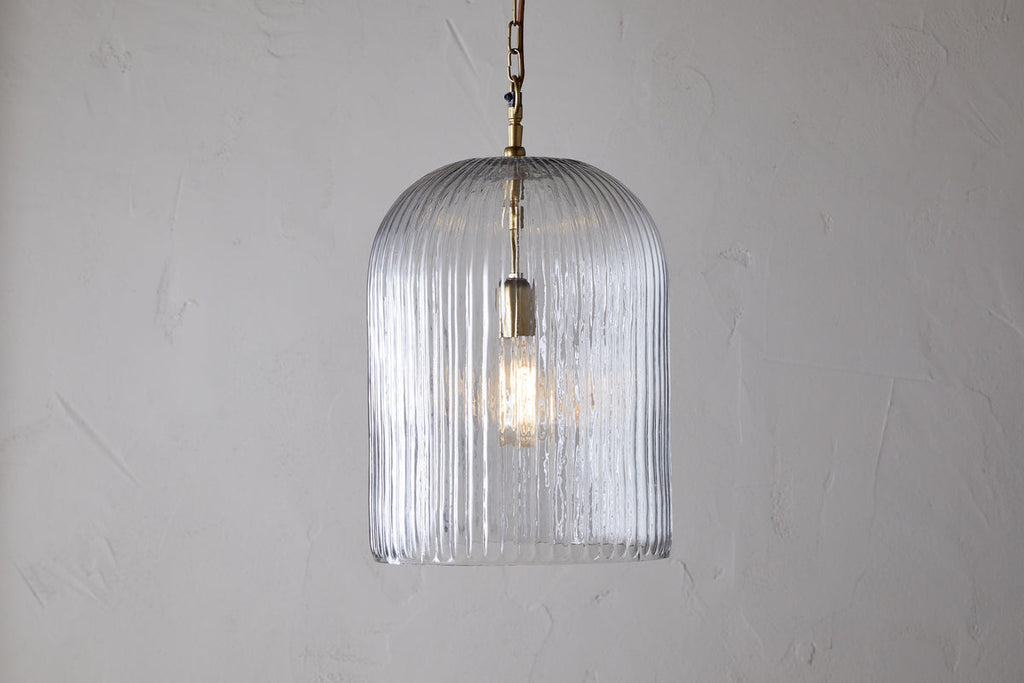 Lumina Fluted Recycled Glass Pendant - Clear