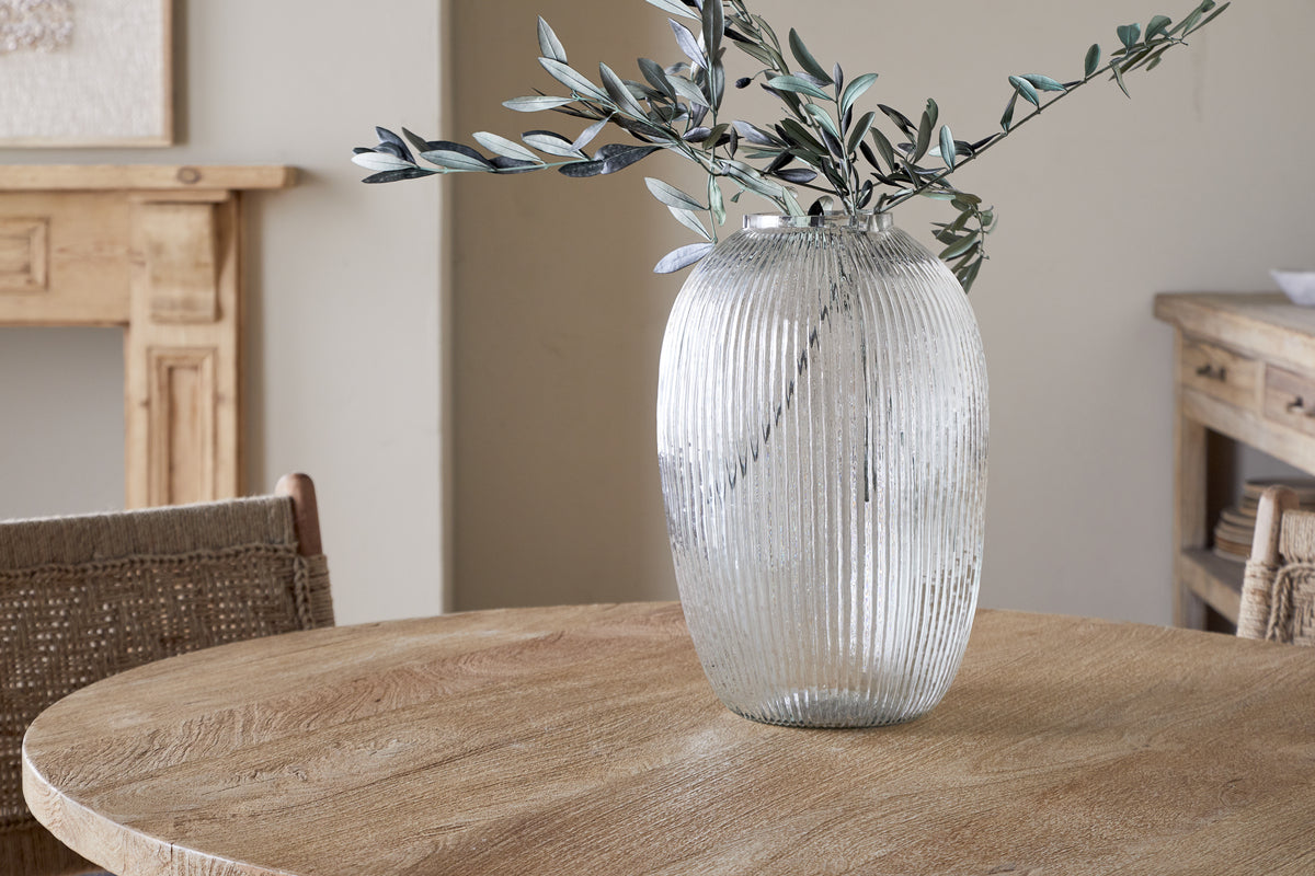 Linsy Ribbed Glass Vase - Clear