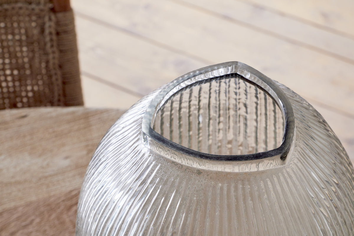 Linsy Ribbed Glass Vase - Clear