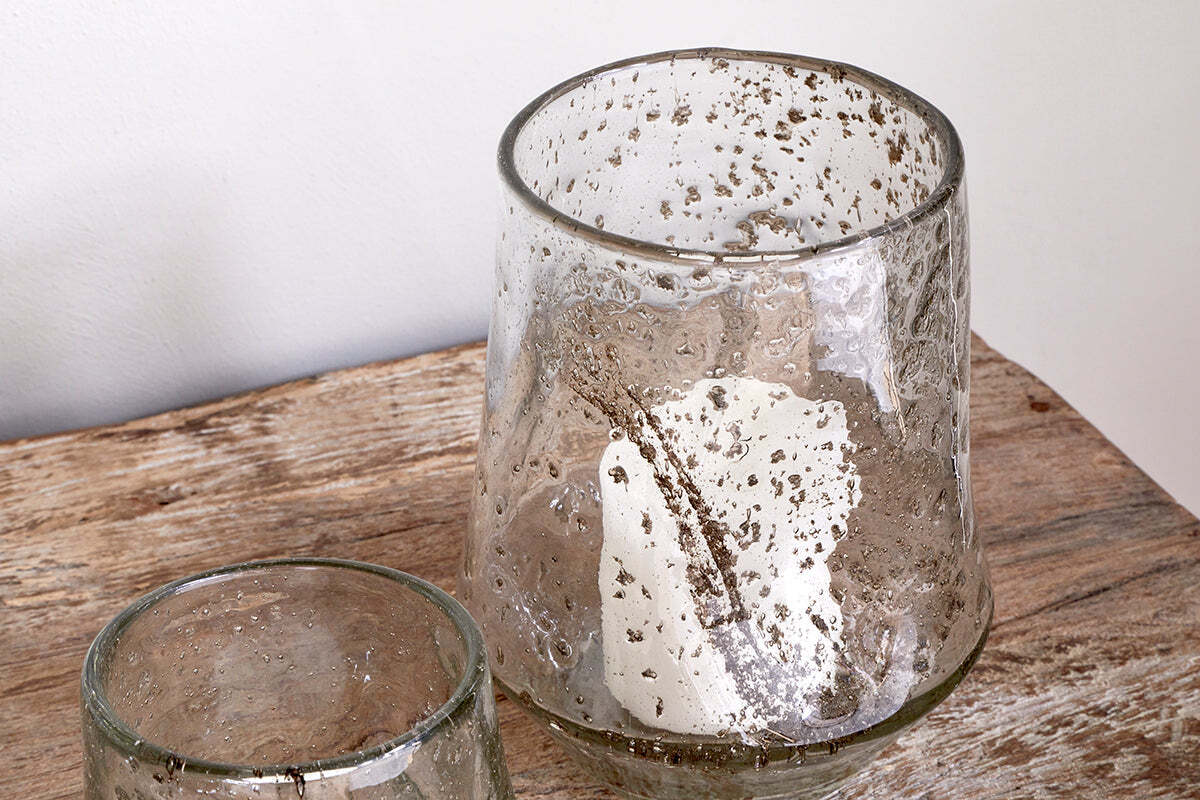 Linora Recycled Glass Tealight Holder - Clear