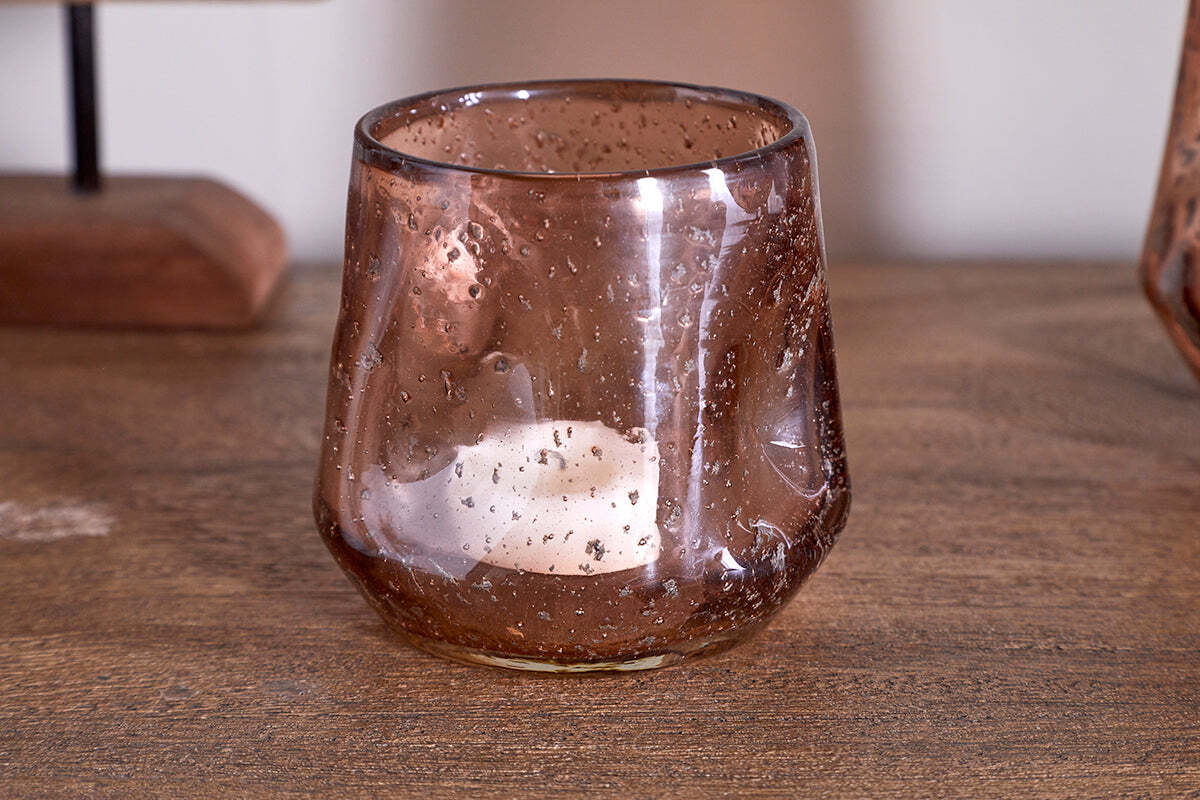 Linora Recycled Glass Tealight Holder - Terracotta