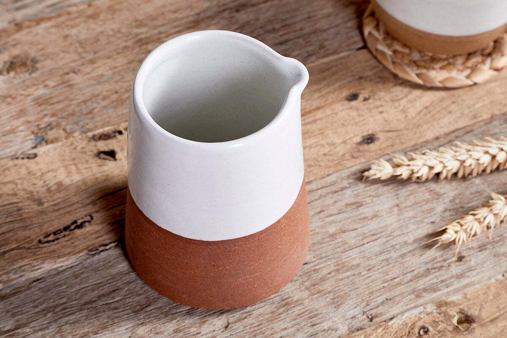 Mali Slanting Jug - White & Terracotta