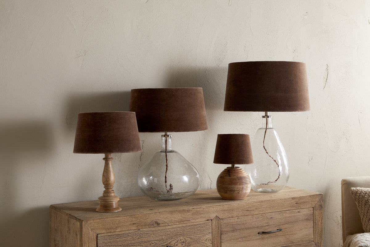 Mendai Velvet & Linen Lampshade - Mocha