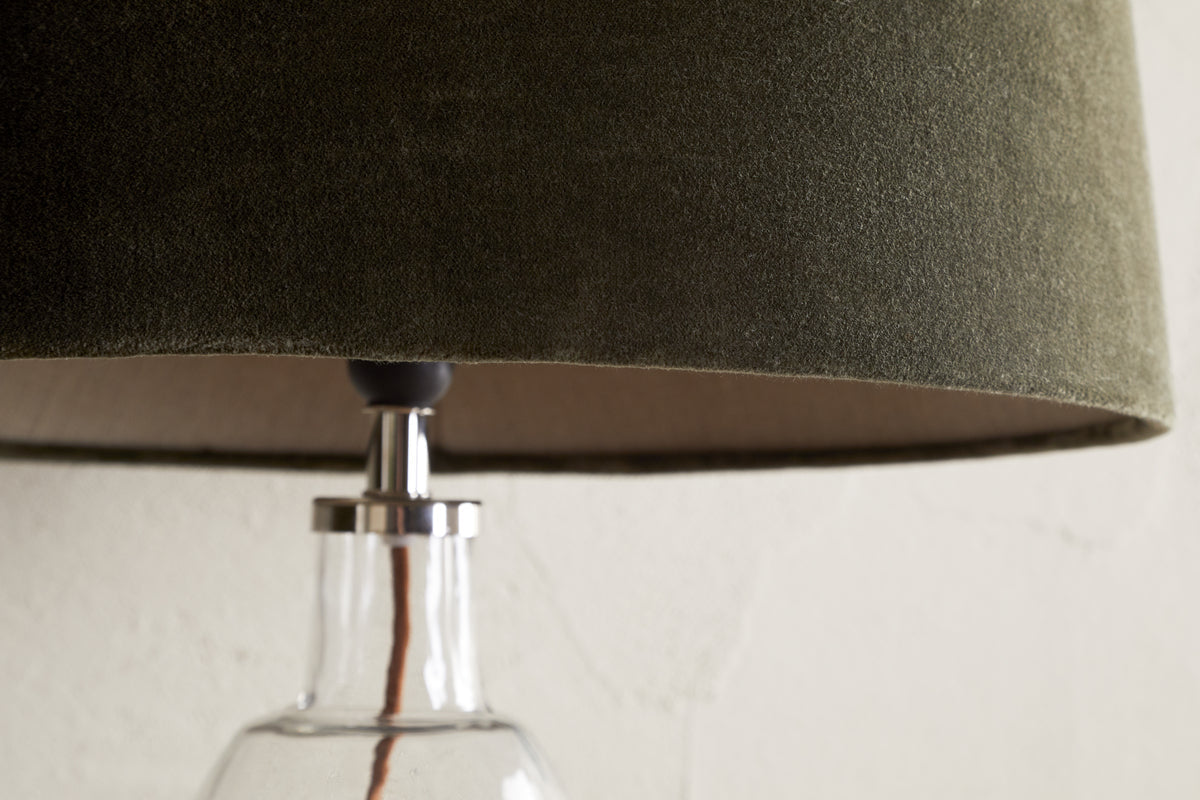 Mendai Velvet & Linen Lampshade - Moss Green