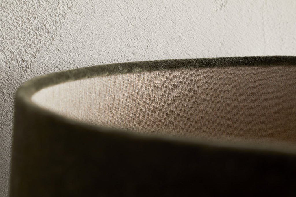 Mendai Velvet & Linen Lampshade - Moss Green