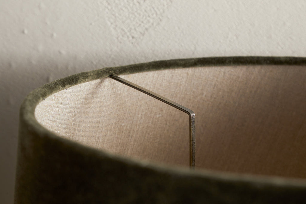 Mendai Velvet & Linen Lampshade - Moss Green