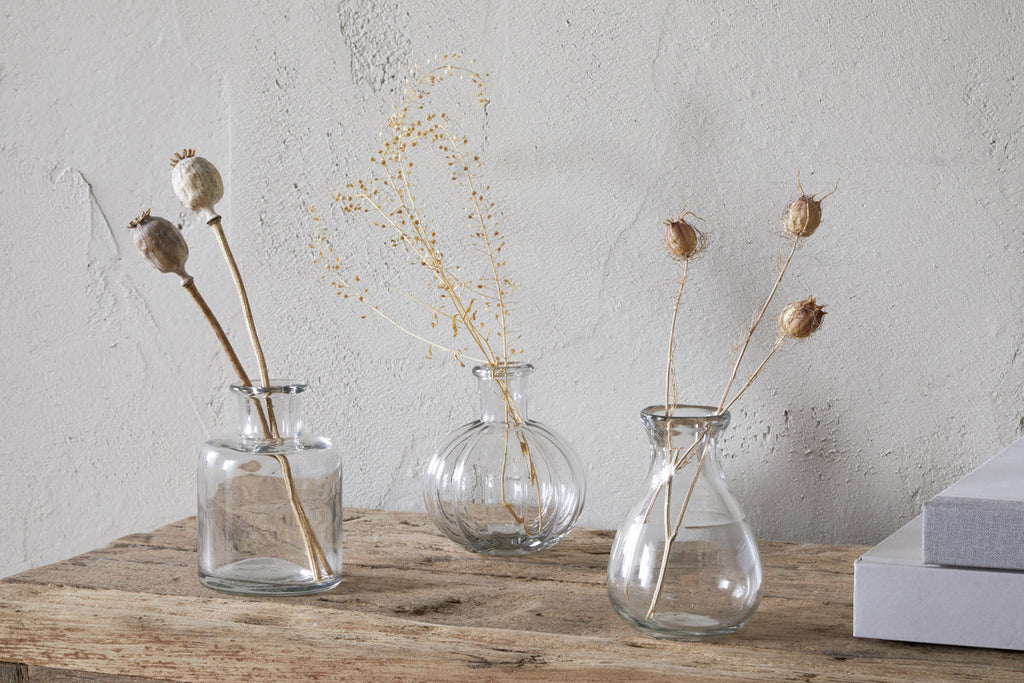 Mayumi Recycled Glass Bud Vases - Clear (Set of 3)