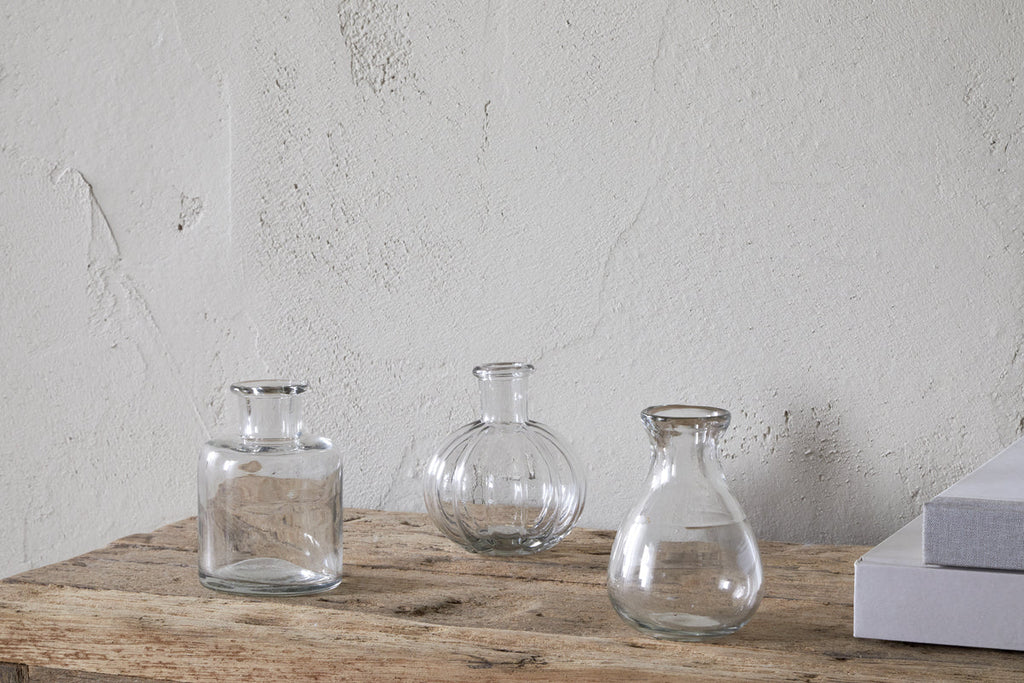 Mayumi Recycled Glass Bud Vases - Clear (Set of 3)