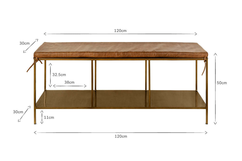 Mahi Iron & Leather Bench